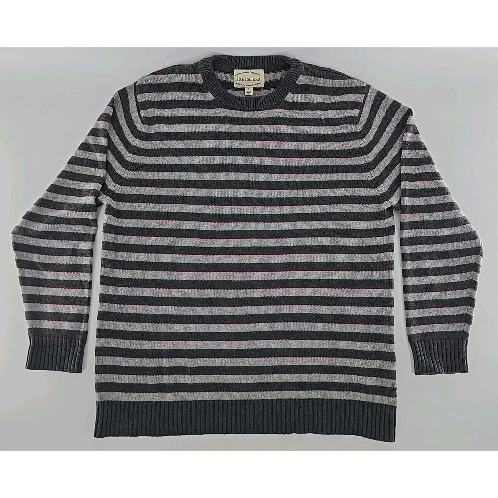 Vtg High Sierra Sweater Mens M Cotton Knit Pullover Heavyweight Y2K Striped‎
